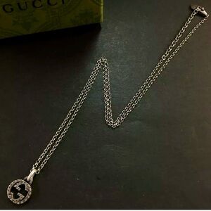 Authentic GUCCI Arabesque Interlocking G Silver 925 Pendant Necklace